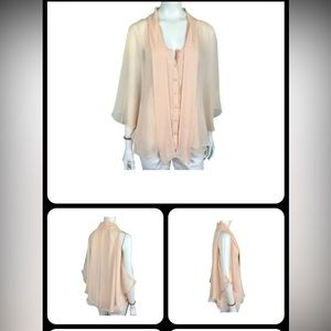 ♥️ Forever 21 Peach chiffon cold shoulder tie blouse Peach Large